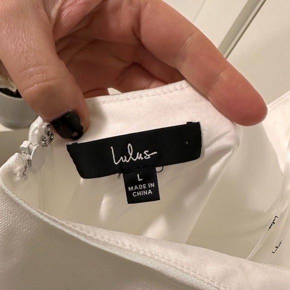 Lulu’s Satin White Halter Backless Dress - Picture 3 of 5